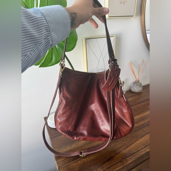 Fossil Cognac Leather Expandable Crossbody Shoulder Bag/Purse - Picture 9 of 10